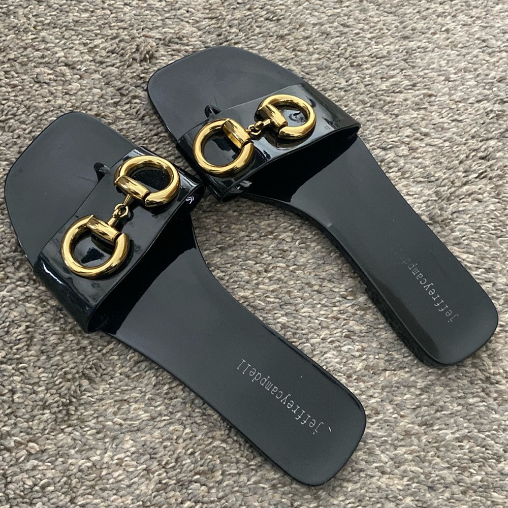 Jeffrey Campbell black gold shoes size 8